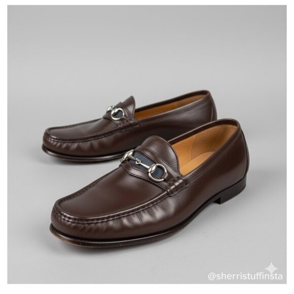 Authentic Gucci Mens Brown Leather Horsebit Loafers Size 9.5 D Made In Italy - Picture 1 of 16